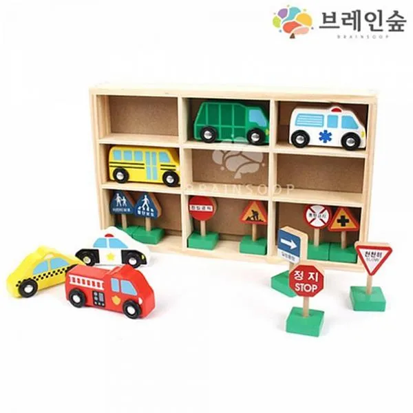 스포츠윙 교통 원목 자동차 도로 표지판 보관함 포함 버스 다이캐스트