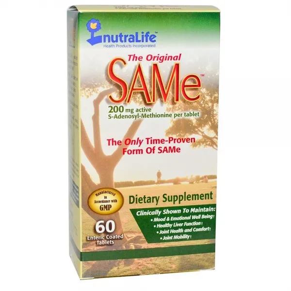 Nutralife The Original Sam E S Adenosyl L Methionine 200mg 60장용코팅캡슐 1팩 60개입