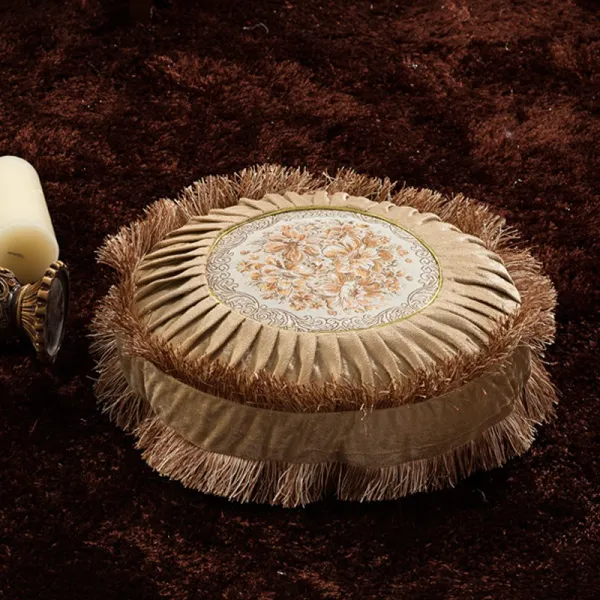 방석솜 유럽식 클래식한 쇼파 쿠션 쿠션커버 없음 솜함유 캔디 둥근베게 부들방석 좌석시트 참배매트 좌선명상 C08 베이지색 원형