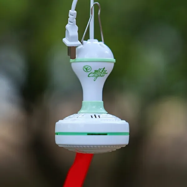 숙식점 선풍기 220v 회전 작은 부채 모기퇴치기 바람 파리 식당상용, 무화이트그린 4베이지 실크밴드 증정