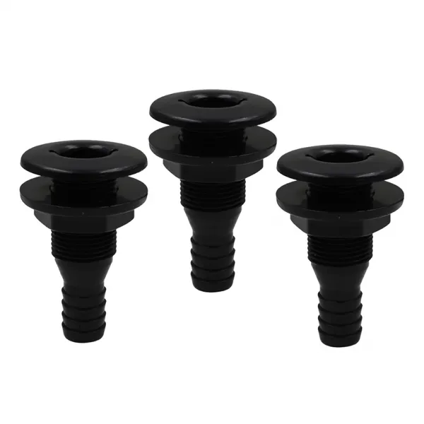 QDY 3pcs 3/4 ''배를위한 까만 플라스틱 바다 요트 빌지 펌프 통해서 선체 이음쇠, 없음