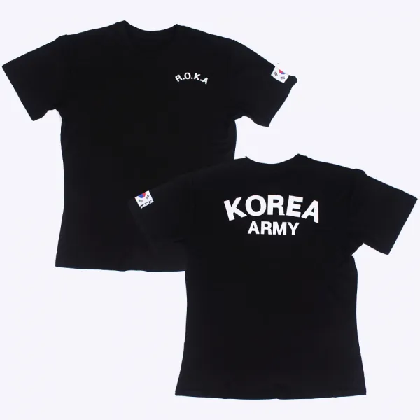 군화와고무신 쿨링 ROKA 검정 로카티 반팔 군인 군용 반팔티