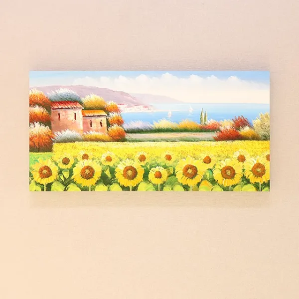 골드디자인 부자되는그림 수작업 유화 풍경 해바라기 그림액자