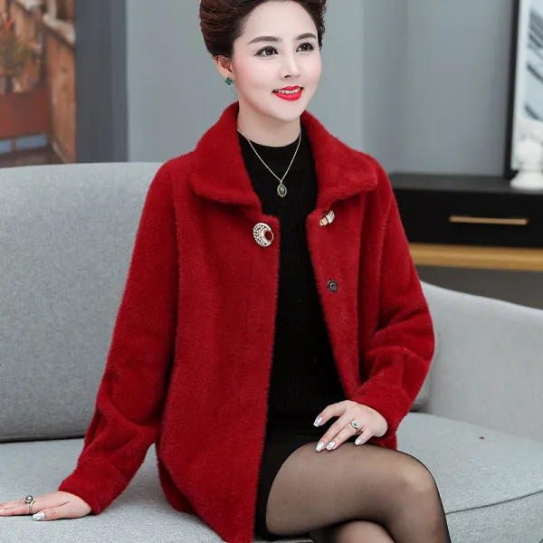 새엄마 가을겨울은 짧고 고급스러운 서양풍 부인 밍크 융외 중년 여 봄옷 상의
