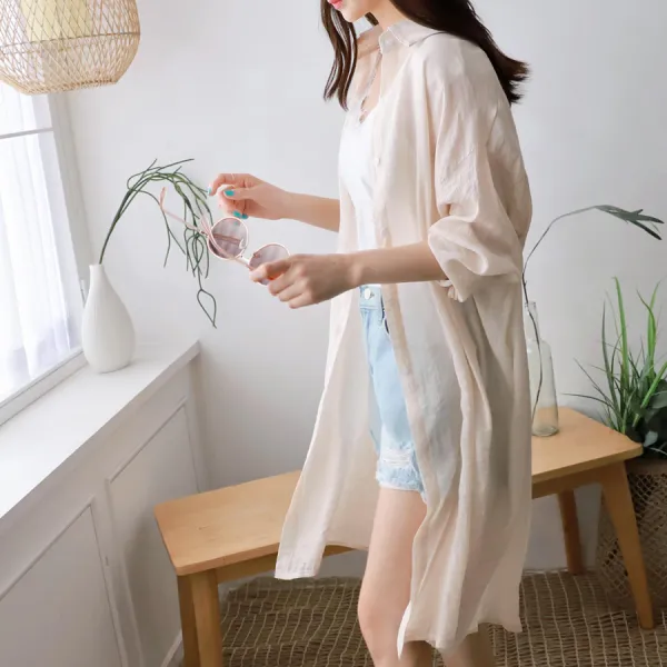  Newcare 여성 비치룩 롱 남방 마 셔츠