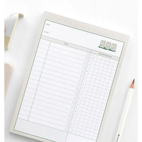 아이코닉 하루 24시간 10분단위 스터디플래너 학습체크 계획 목표 공부 일러스트 스케줄러 플래너, 베이지