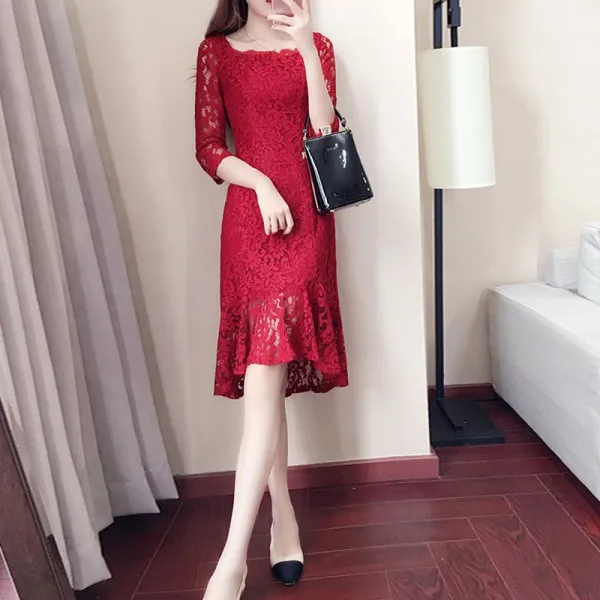 칠나무 여성 봄 레이스 결혼식 원피스 25