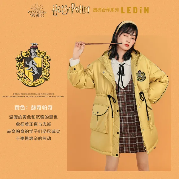 해리포터 연명 악정 겨울 캐쥬얼 블러킹 다운 코트 두꺼운 외투 하프기장