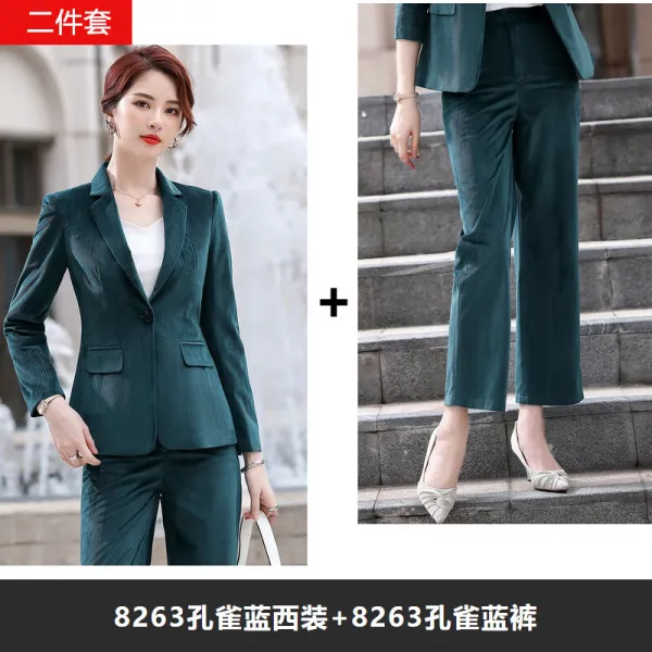 가을 코듀로이 양복 정장 상의 여성 스타일리쉬 클래식 코르덴 슬림 직업 양복외투