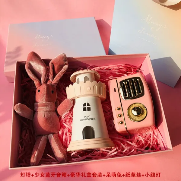 황 위 블 루 투 스 스피커 칠석 발 렌 타인 데 이 선물 깜짝 선물 아내 여자친 구 생일 선물 여자 창의 적 동창 커 플 실 용 로맨틱 여자친 구 여 간호사 절 어머니 날 소녀 마음 스피커 + 등대 가습기 + 럭 셔 리 박스 세트