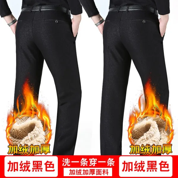 오아시스트리 캐주얼 중년 남성케주얼바지 중노년층 와이드 루즈핏 정장바지 아빠 겨울 가을 계절 두터운 융털 타입