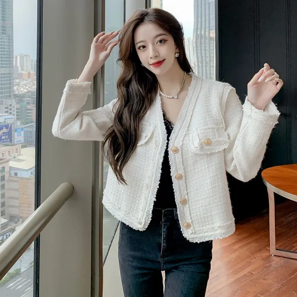 단아한 여성 트위드 자켓 봄 가을 키작녀 청담 며느리룩 하객룩 상견례룩