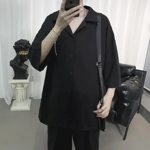 미나토 상큼 칠부 셔츠 남 루즈핏 캐주얼 핏 반팔티