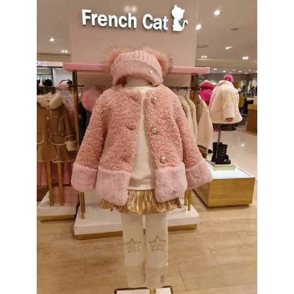  현대백화점 프렌치캣 Q96dak070 핑크 뽀글이 자켓 K