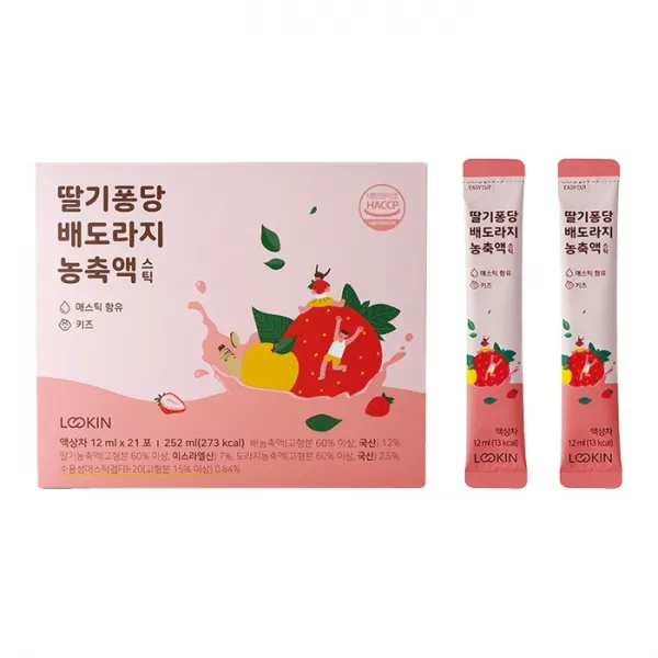 루킨 딸기퐁당 배도라지 농축액 스틱, 딸기 + 배 + 도라지 혼합맛, 21포