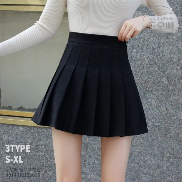 도오빠 여자 모직 미니 스커트 여성스커트 테니스 주름 숏 짧은 치마 가을 겨울 캐주얼 대학생