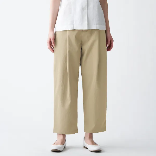 무인양품 Muji 여성 발수 치노 턱 와이드 팬츠 Beh10a1s
