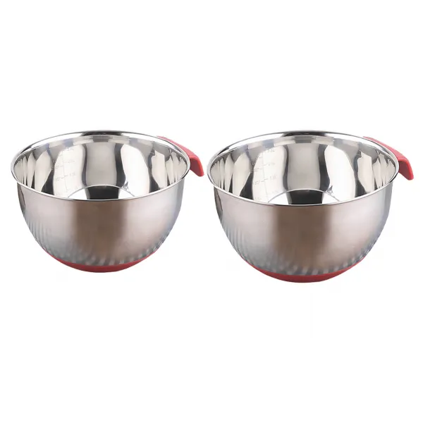 STK 2 Pcs 2.5L 3.5L 믹싱 그릇 케이터링 중첩 그릇 조리기구 반죽 과일, 은