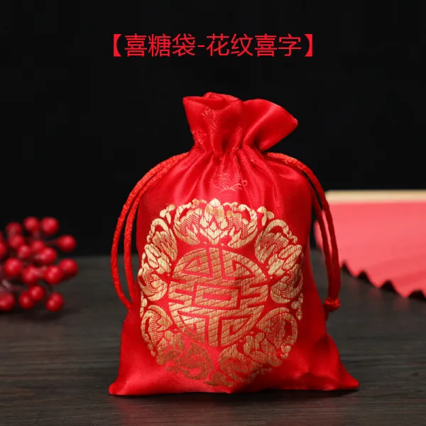 차이나 웨딩 답례했다 토트 사포 기쁘다 설탕 봉지 드로스트링 예봉투 캔디 포장 선물 주머니 스몰자 40 개입 결혼 축하 사탕 봉지 꽃무늬이 희자