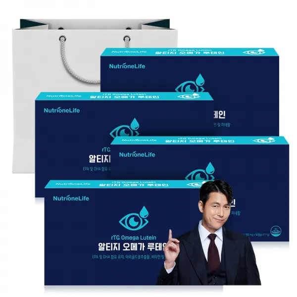 뉴트리원 쇼핑백증정! 눈 건조 개선 혈행개선제 알티지오메가루테인 6중기능성 영양제 + 활력환, 90, 4box