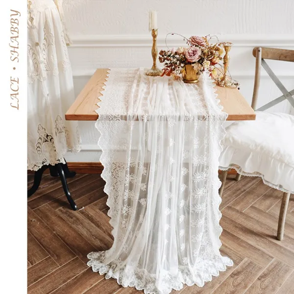 핸드메이드 맟춤제작 클래식 프렌치시크 가볍게 사치한 LACESHABBY 오리지널제작 메탈선반소품보관 뚜껑 네건 테이블보, 0.5m （길이 가능 누계 끊이지 않, 화이바 （폭 130cm 고정 안 된다