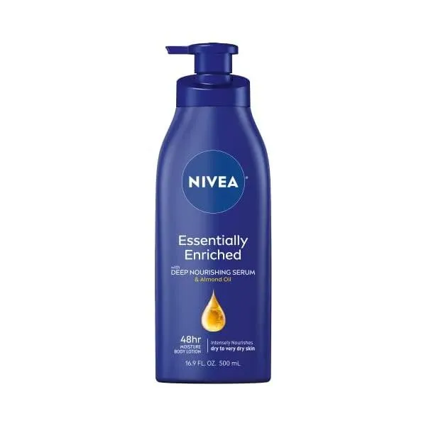 니베아 에센셜리 인리치드 바디 로션, 건성부터 극건성 피부, 16.9 Fl Oz, 패키지 변동 가능