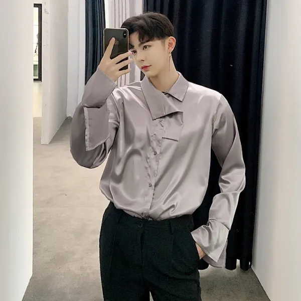 빅세일즈 루즈핏남방 셔츠 봄계절 디자이너 타입 녹색식물 언발 옷깃의 형태 허풍떨다 커프스 가볍게 사치한 한식 긴 소매
