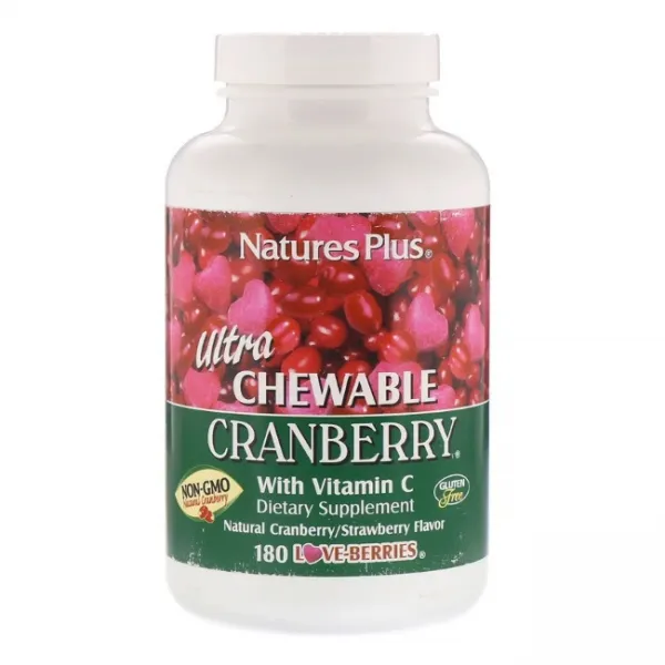 NaturesPlus Cranberry 네이쳐스플러스 츄어블 크랜베리 딸기맛 180츄어블