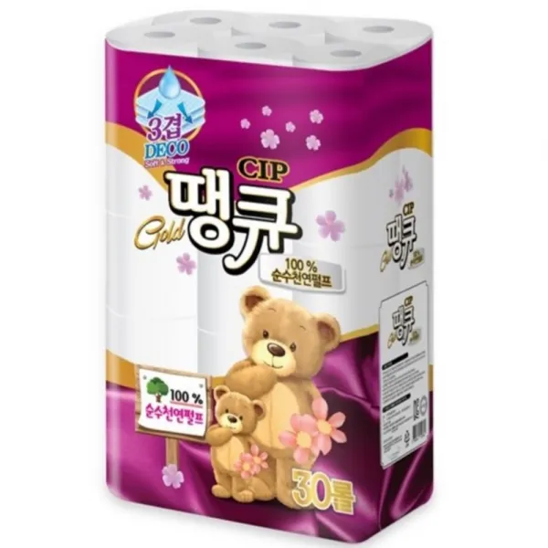 땡큐 천연펄프 3겹 데코 롤 화장지 18m 1팩 30롤