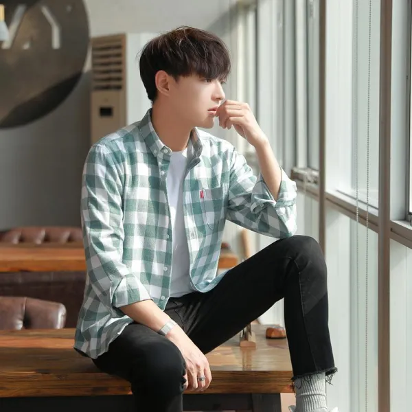 빅피플 빅사이즈 체크 Sa2729 이너 코트 긴팔 남자 셔츠