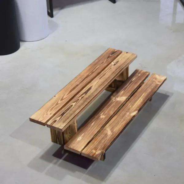 [보물창고] TKW6CD193+원목 우드 (넓은)2단 계단 화분받침대 (중) 80x20cm *8282* 1개