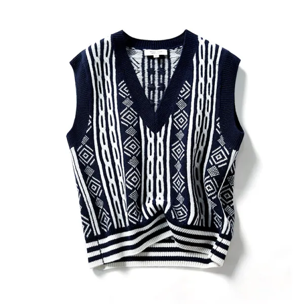 울니트조끼 U02WZT03390 재스민 차집 세상에 전해지다 꽃 모양 상패 자카드 클래식 올 2549822943