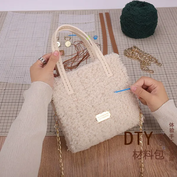도담스토리 핸드메이드 라탄 현아한 같은스타일 손뜨개질 DIY 재료 도급 맡다 트윈 여자 친구 선물 자체제작가방, 보트화베이지 보트화베이지 재료 가방