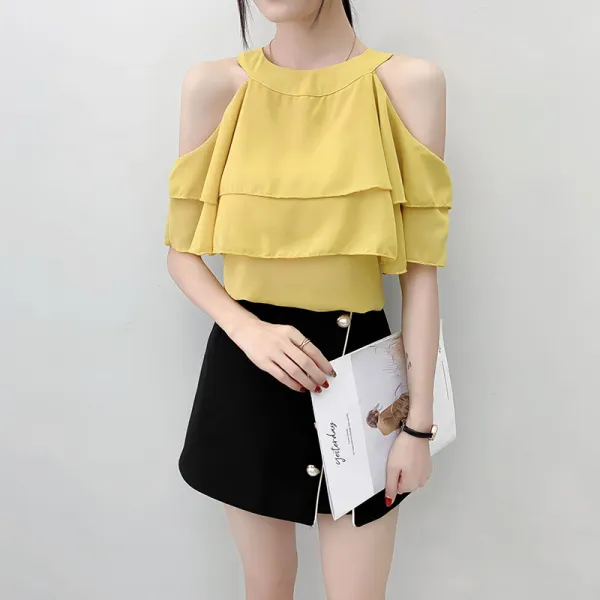 디자인감 눈감아주는 여 하로 어깨걸이 목덜미 선양기 블라우스 새나가 어깨 쇄골 선기 상의