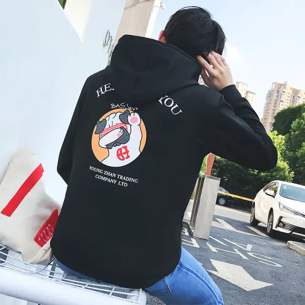 가디언 남풍 후드티 떨림음 동 슬림 남장 블루 남남 봄옷 히히하 맨투맨 운동, 강아지 블랙