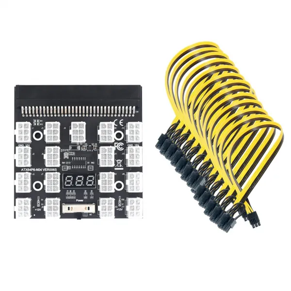 HP 1200W 750W PSU GPU BTC 광업을위한 8 핀 케이블을 브레이크 아웃 보드 17 포트 6 핀 LED 디스플레이 파워 모듈 서버 카드 6 핀, 하나, 보여진 바와 같이