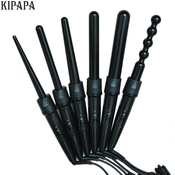 헤어 세라믹 매직 컬링 아이언 핫 전기 조롱박 Clipless 컬링 완드 교환 가능 6 부품 9mm18mm25mm32mm 25mmbead