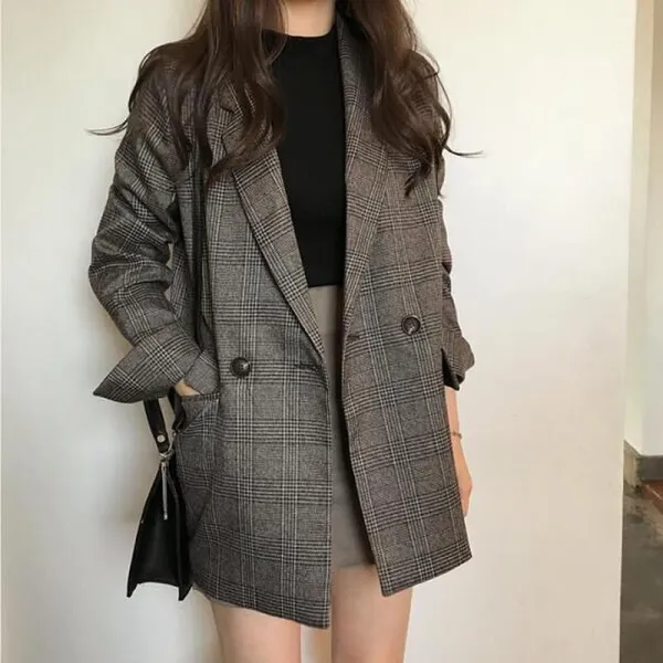 H90306081 여성체크자켓 정장 캐주얼자켓 긴팔 봄옷-호호글로벌 섀도우폭스 투보이즈 상품(SHADOWFOX)입니다.-유사품 주의하세요
