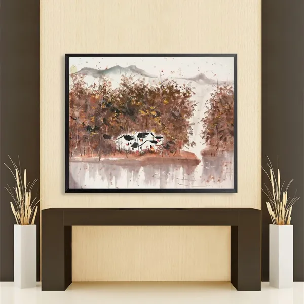 오관중서쌍판나촌채려산 레드 도화수림 Di Y 디지털 보내다 타임 핸드메이드 80517오관중봄강물이따뜻하다완제품프린트 필요없음색칠 