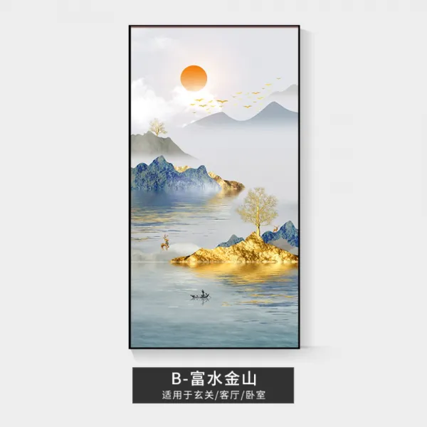 돈들어오는 인테리어 풍경 유화 캔버스 액자 긴 세로 카페 주방 현관 북유럽 거실 그림 현대 스페이스 실버 + 액자 + B 부수금산