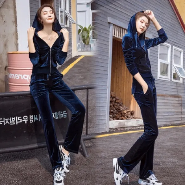 Yahoo 벨벳 자수 트레이닝복 실크벨벳 트레이닝 봄가을 스트리트 캐주얼