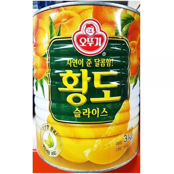 복숭아캔 과일 황도캔 슬라이스 오뚜기 3kg 황도 오뚜기/캔류/황도캔/황도통조림/황도깡통통조림/슬라이스황도/황도슬라이스/슬라이스/과일통조림 단일 수량