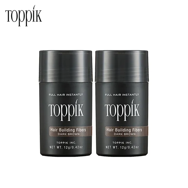 토픽 TOPPIK 12g x 2개 (2개월분) 천연양모케라틴 흑채 증모제 펌프별매, 2개입, 어두운갈색 12g