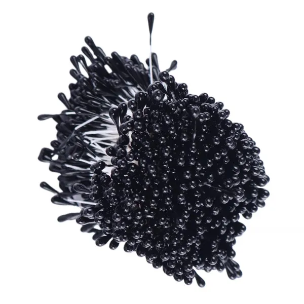 Fwt 더블 헤드 꽃 오시 인공 꽃 수술 암 꽃 술 클러스터 진주 효과 꽃 봉오리 웨딩 파티 장식 패브릭 블랙