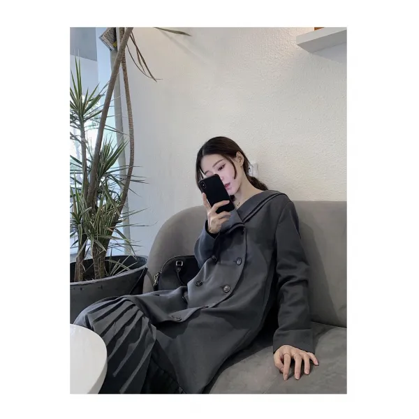 빅카라 세일러 원피스 프랑스 야마모토 레트로 롱 스커트 봄 여름