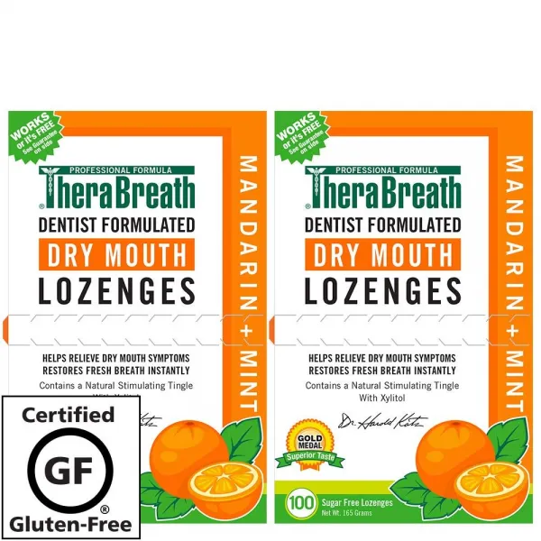 TheraBreath 테라 브레스 입 마름 구강건조증 보완제 만다린 민트 맛 100 개 2 팩, 2팩, 165g