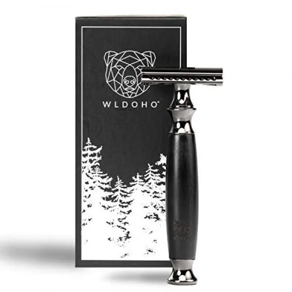 WLDOHO® 안전 면도기 습식 면도기 흑단으로 만든 부드러운 습식면 도용 플라스틱이없고 환경 친화적 인 I 여성 및 남성 안전 면도기 폐쇄, 단일상품