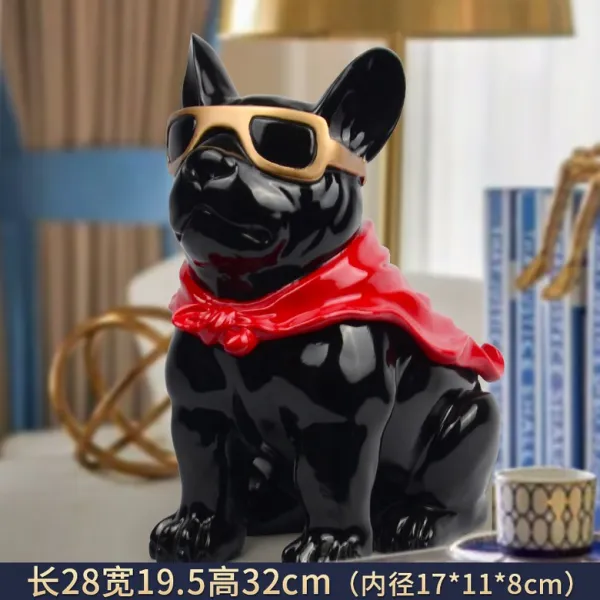 불독 트레이 장식 티슈박스 개업식선물, 검은 색 빨간색 데스크탑 트레이