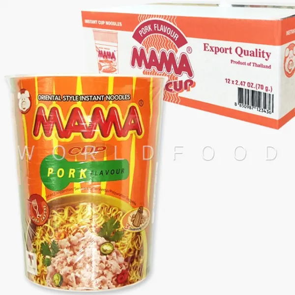 월드푸드 태국 컵라면 마마 컵 포크 플레이버 돼지고기맛 12개