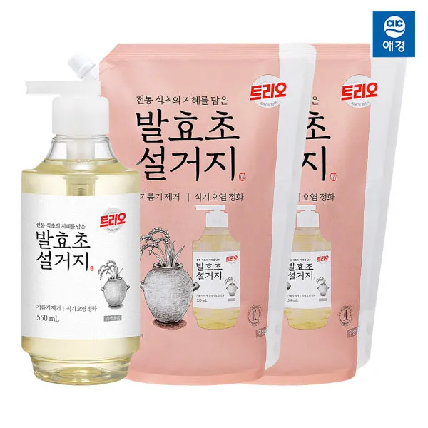  애경 트리오 발효설거지 발효초 주방세제 550ml+1.4l X 2개 상품명:발효초 550ml+1.4lx2개